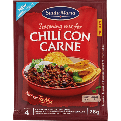 Foto van Santa Maria Seasoningmix Chili con carne op witte achtergrond