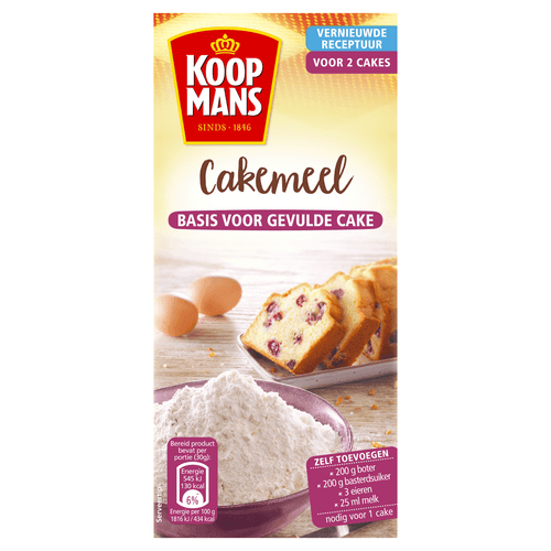 Foto van Koopmans Cakemeel mix op witte achtergrond