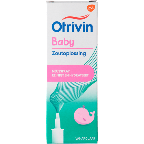 Foto van Otrivin Neusspray baby doseer zoutoplossing op witte achtergrond