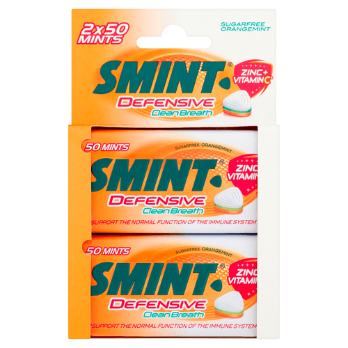 Foto van Smint Defensive orange mint 2 stuks op witte achtergrond