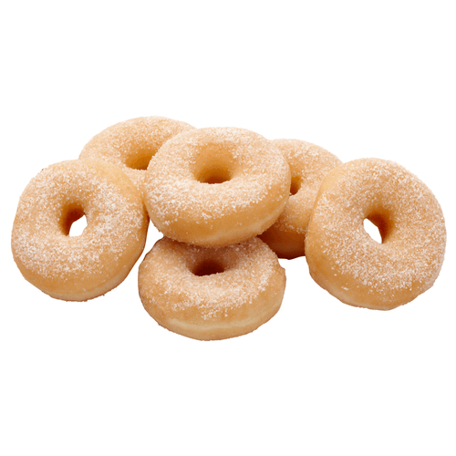 Foto van Vers Mini donut gesuikerd op witte achtergrond