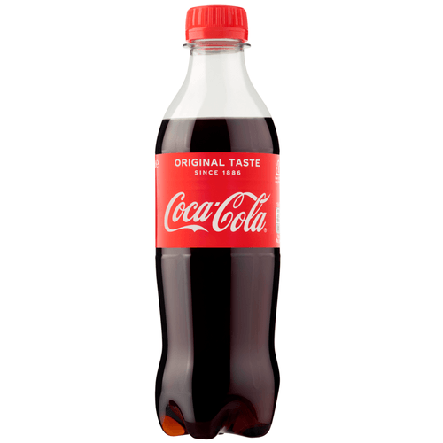 Foto van Coca-Cola Regular gekoeld op witte achtergrond