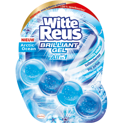 Foto van Witte Reus Toiletblok brilliant gel all in 1 ocean op witte achtergrond