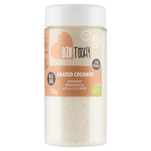 Foto van BioToday Kokosrasp fijn op witte achtergrond