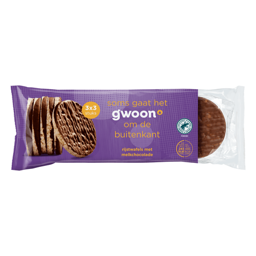 Foto van G'woon Rijstwafels chocolade op witte achtergrond