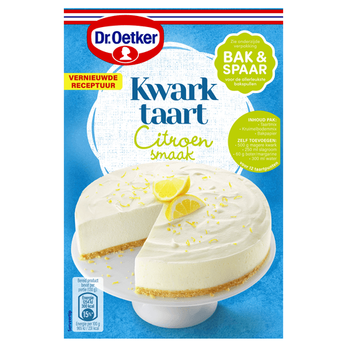 Foto van Dr. Oetker Kwarktaart citroen op witte achtergrond