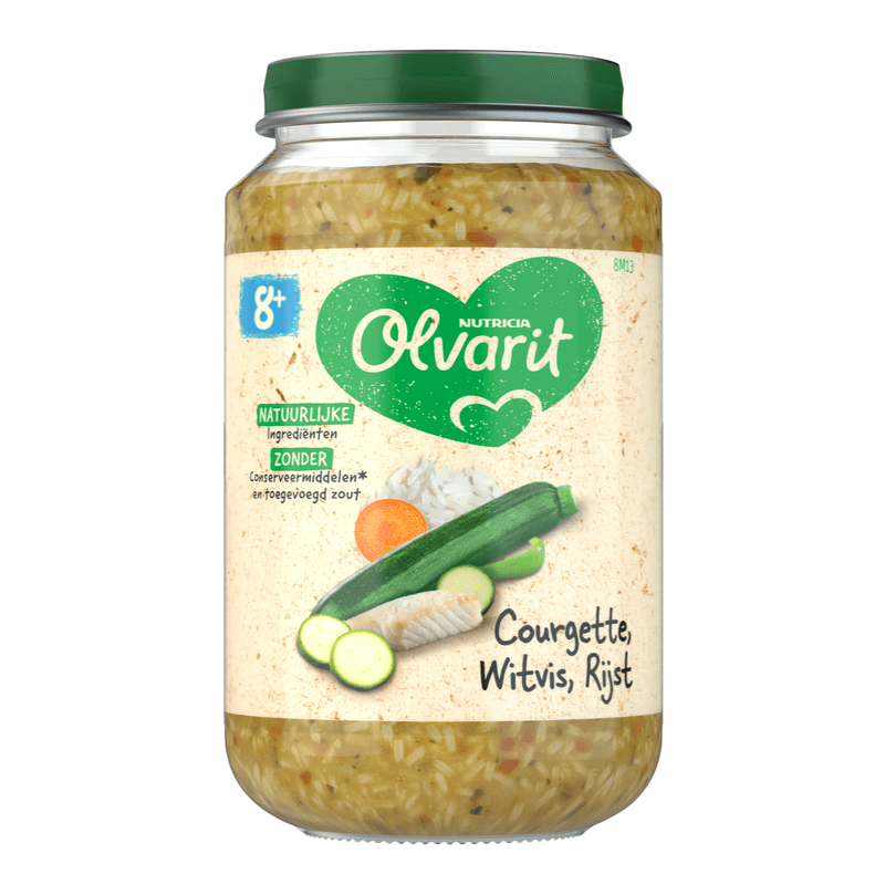 Olvarit Courgette witvis rijst 8m+