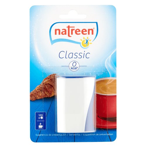 Foto van Natreen Zoetjes zakdispenser op witte achtergrond