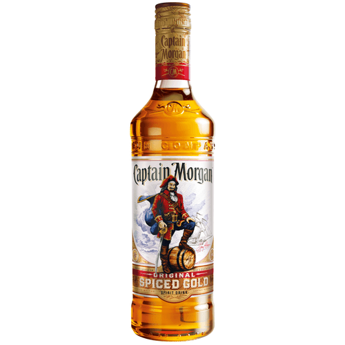 Foto van Captain Morgan Rum spiced gold op witte achtergrond