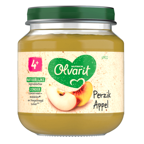 Foto van Olvarit 4+ Maanden Perzik Appel op witte achtergrond