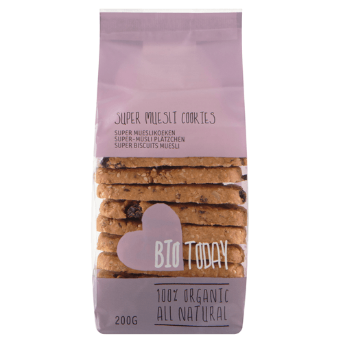 Foto van BioToday Super mueslikoeken op witte achtergrond