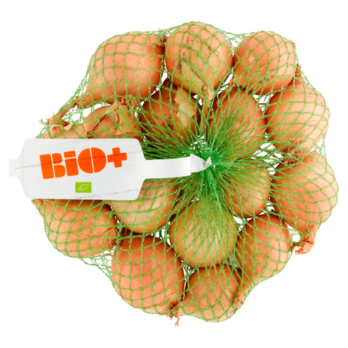 Foto van Bio+ Biologische uien op witte achtergrond