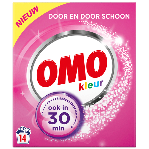 Foto van Omo Poeder wasmiddel kleur14 wasbeurten op witte achtergrond