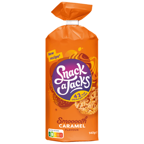 Foto van Snack a Jacks Rijstwafels caramel op witte achtergrond