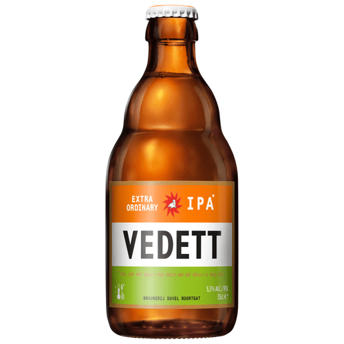 Foto van Vedett Extra India pale ale op witte achtergrond