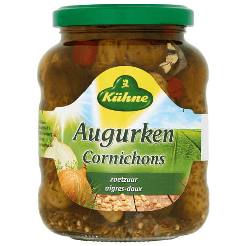 Foto van Kühne Augurken zoetzuur op witte achtergrond