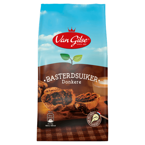 Foto van Van Gilse Basterd suiker donker op witte achtergrond