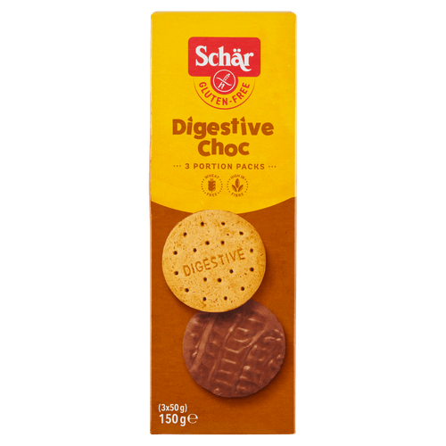 Foto van Schär Digestive choc glutenvrij op witte achtergrond