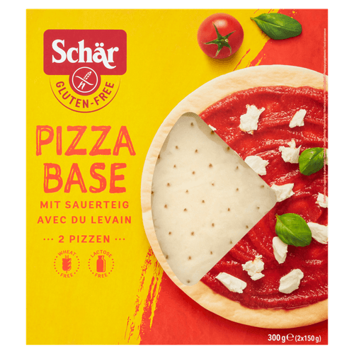 Foto van Schär Pizza bodem glutenvrij op witte achtergrond
