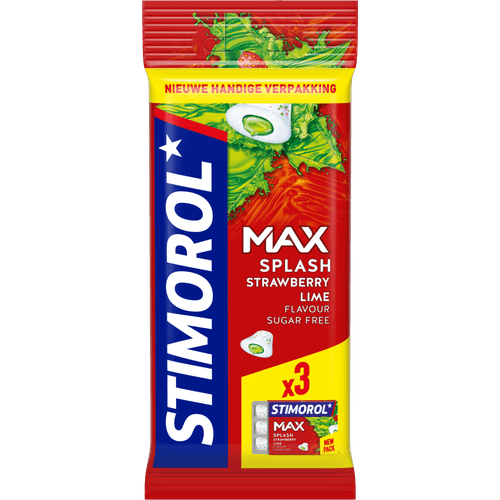 Foto van Stimorol Kauwgom max strawberry lime 3 stuks op witte achtergrond