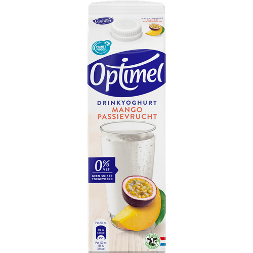 Foto van Optimel Drink mango & passievrucht op witte achtergrond