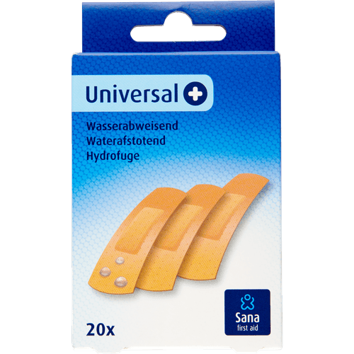 Foto van Sana First Aid Pleisters waterafstotend 20 strips op witte achtergrond