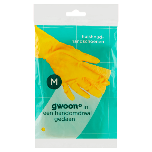 Foto van G'woon Huishoudhandschoenen maat M op witte achtergrond