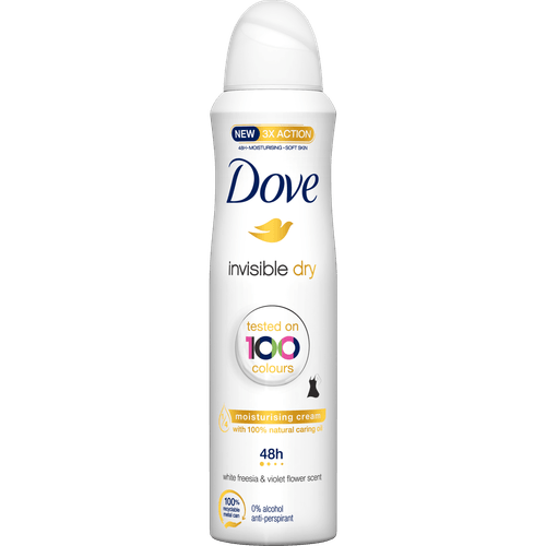 Foto van Dove Deospray invisible op witte achtergrond