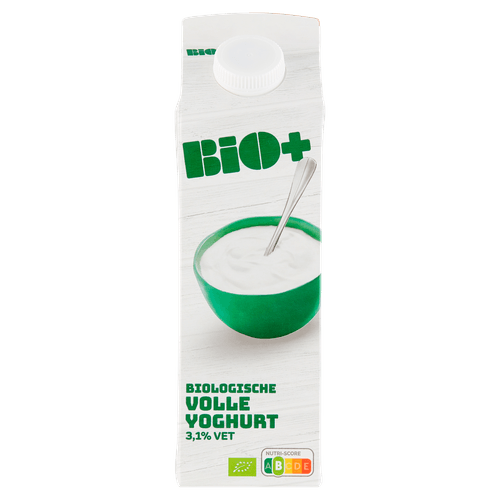 Foto van Bio+ Volle yoghurt op witte achtergrond