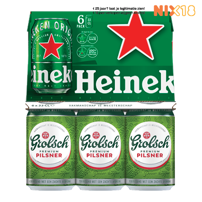 Heineken of Grolsch Pilsener of Radler