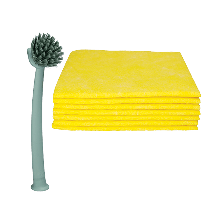 Afwasborstel of Viscosedoekjes