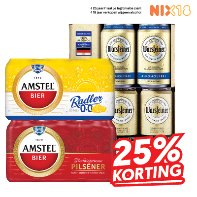 Amstel, Warsteiner, Radler of 0.0 Pilsener