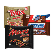 Mars, Snickers, Twix, Bounty of Milky Way Mini's