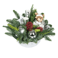 Kerststuk In Zinken Schaal